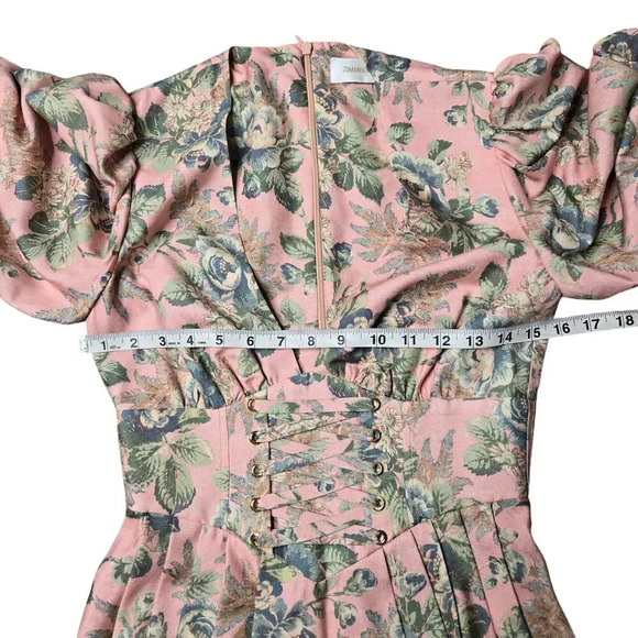 Zimmermann Tempest Lace Up Dress Pink Floral Size: 0 - Picture 7 of 9